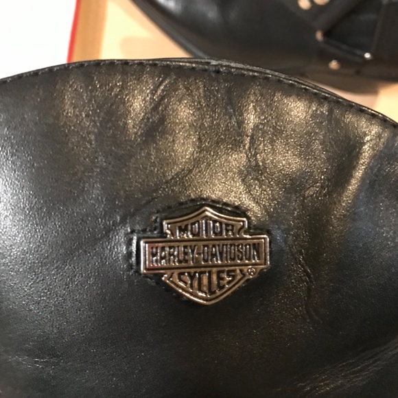 Harley-Davidson Studded Leather Moto Booties Women's Size 5.5 Black Pointy Toe - Picture 6 of 7